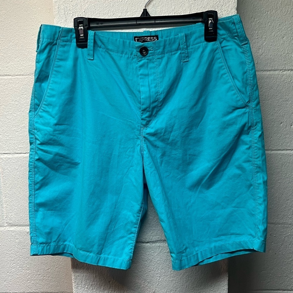 Express Shorts Mens 33 Teal/Blue